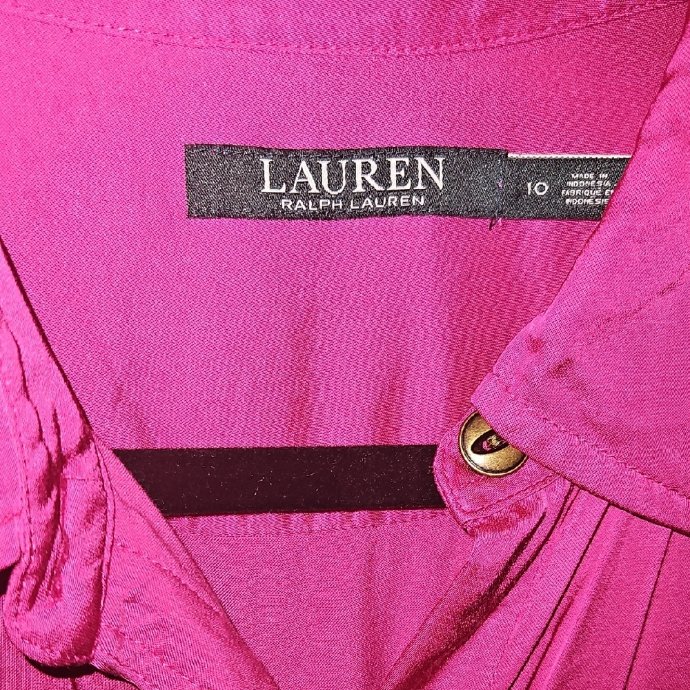 Ralph Lauren Fuchsia Collared Button-Up Belted Shirt Dress - Picture 2 of 6
